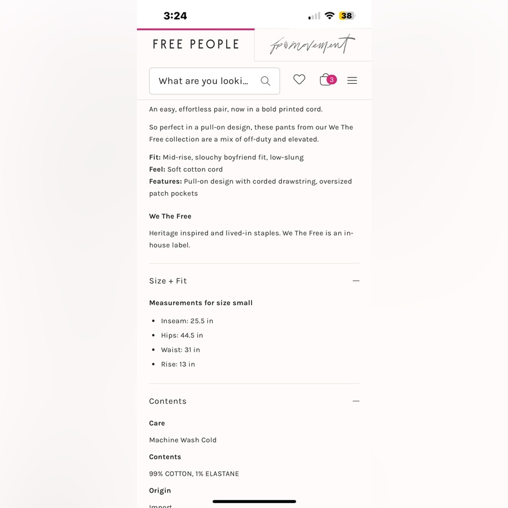 NWT FREE PEOPLE WE THE FREE Easy Peasy Printed Cord Jeans | Brown Combo $148 XS - Picture 6 of 12